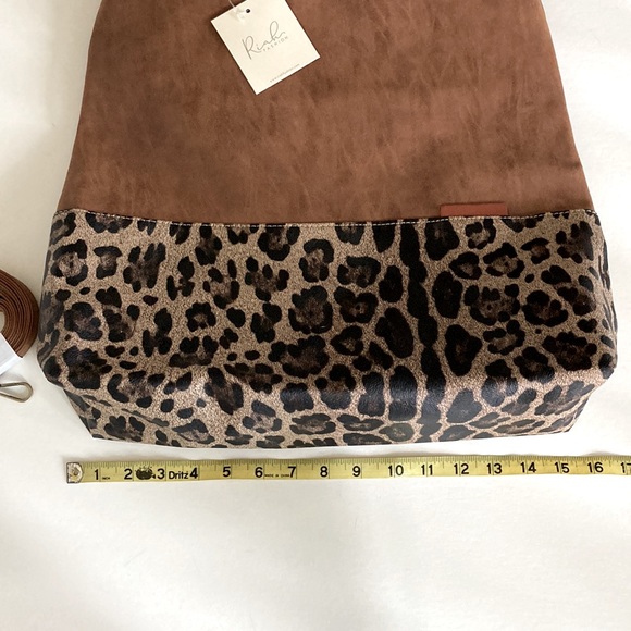 Brown Leather with Leopard Print Tote - Picture 7 of 13